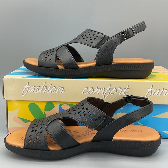 NEW Easy Street Women’s Bolt Slingback Cutout Sandals Black Size 6.5N - Picture 2 of 10